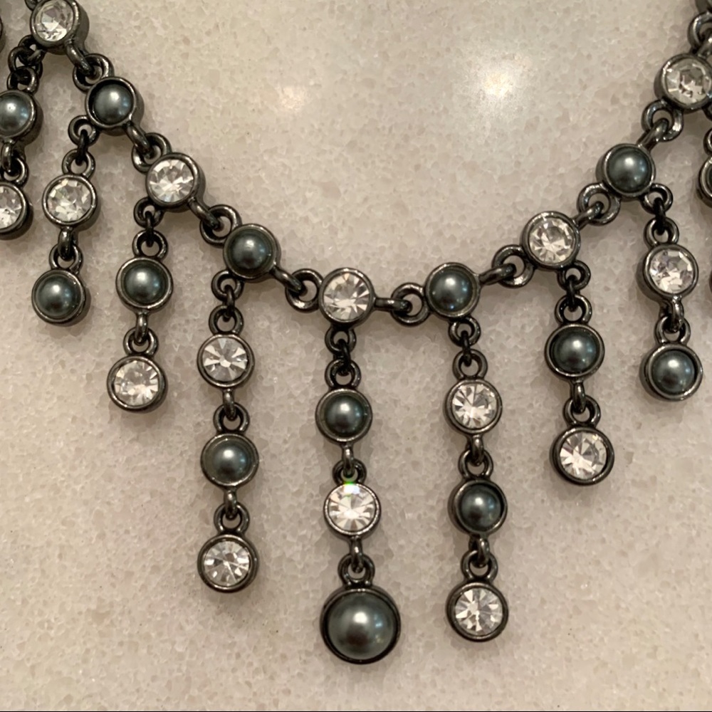 Dangly Diamond Collar Necklace — Adjustable Chain - Picture 2 of 7